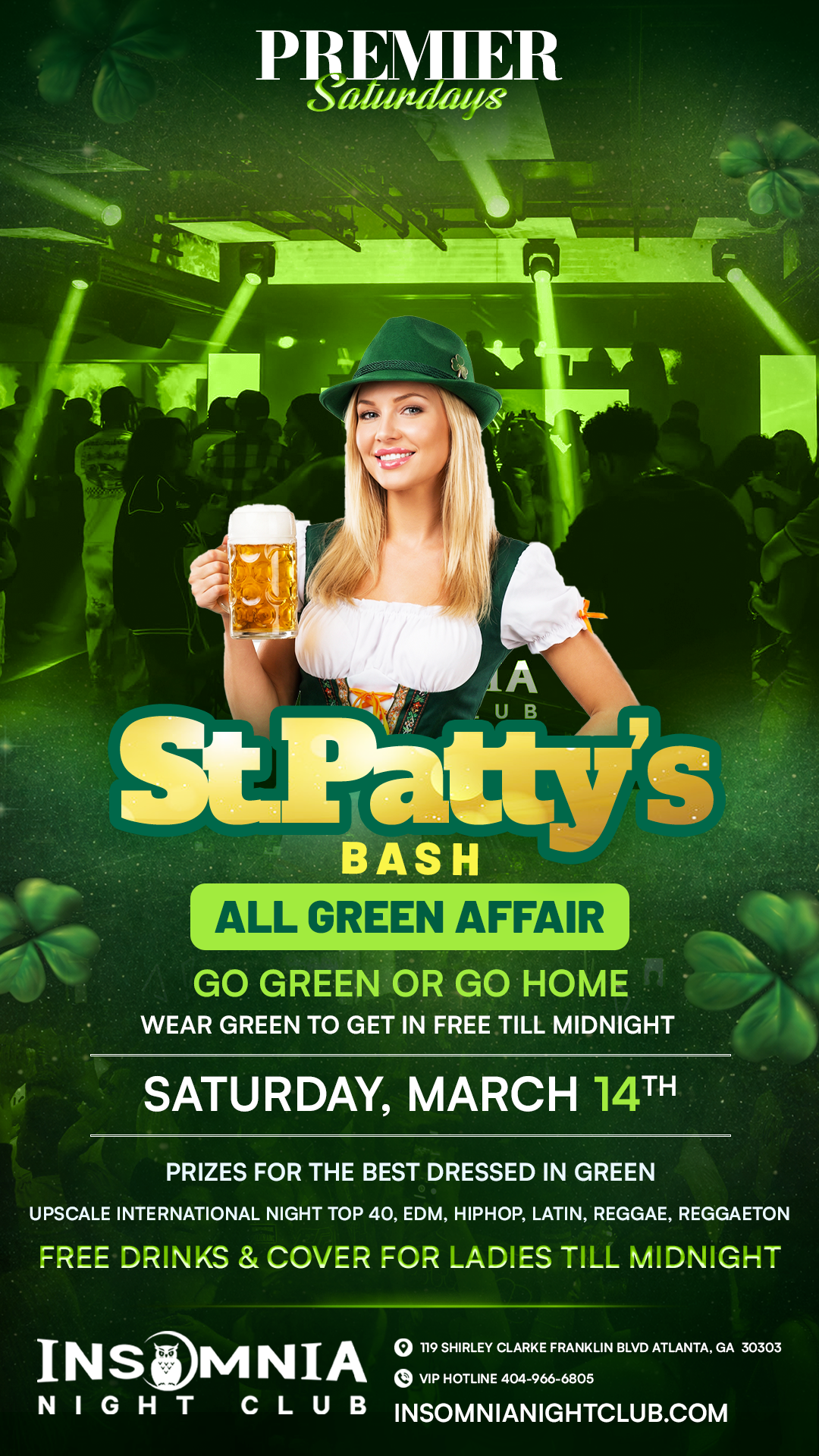 🍀 PREMIER SATURDAYS: ST. PATTY’S BASH 🍀ALL GREEN AFFAIR