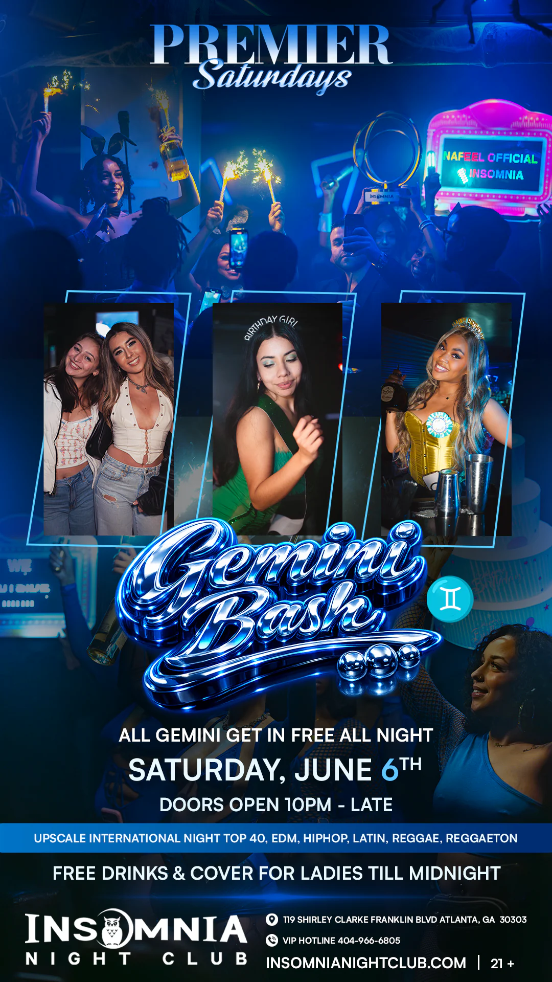 ✨ Gemini Bash – Premier Saturdays at Insomnia Night Club ✨